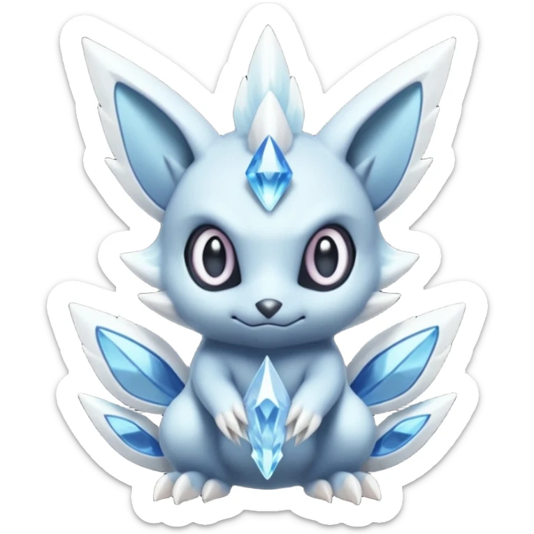 Elemental dark dusky mechanical frosty fairy-like fantasy epic rare Glalie-Sneasel-Togetic-Pokémon-Fakémon-hybrid-creature sticker