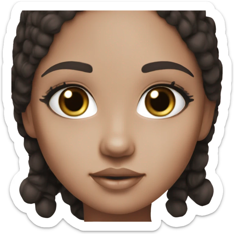 Chocolate brown doll eyes, black hair, feminine, pink, girl, angelic sticker