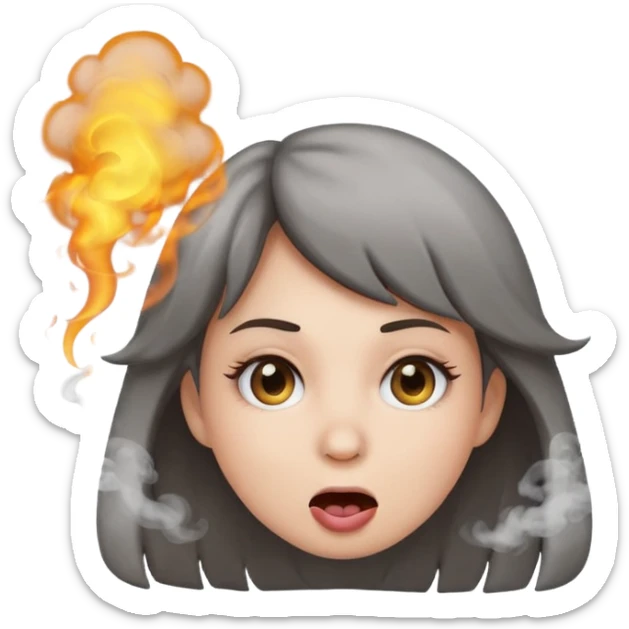 girl emoji with smoke coming out of mouth sticker