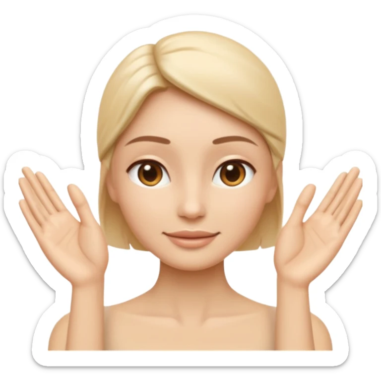 Minimal wellness-style emoji showing skin tightening, a hand gently lifting and supporting facial skin upward, subtle lifting gesture, smooth contours, natural and calm look, non-medical, non-cosmetic, no makeup, no injections, no surgery, clean, modern, trustworthy wellness aesthetic sticker