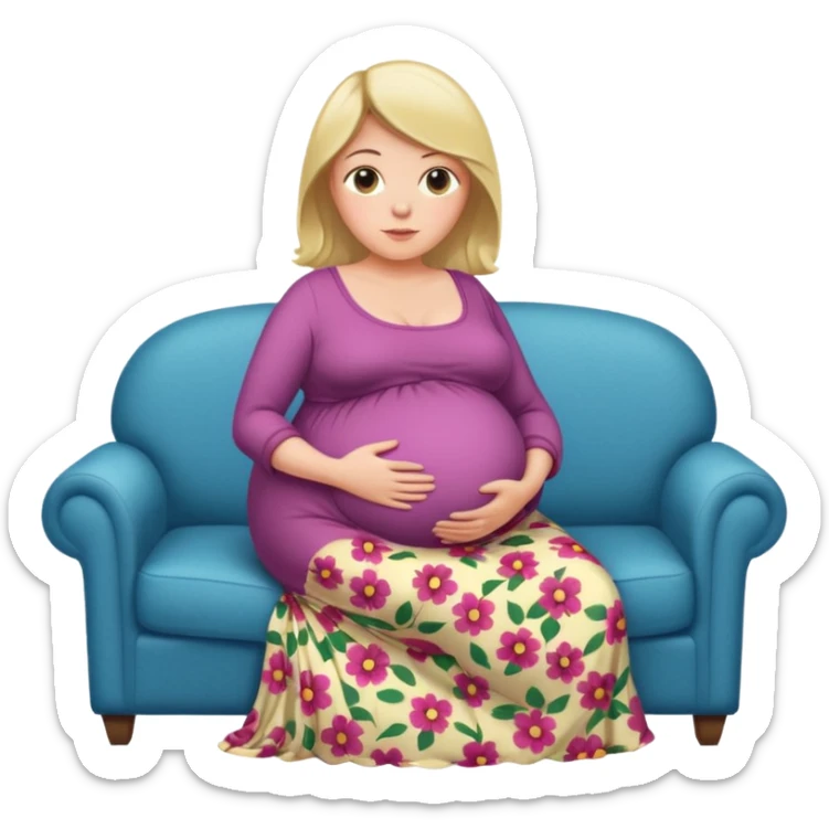 heavily pregnant woman with very extremely abnormally huge overdue belly sticker