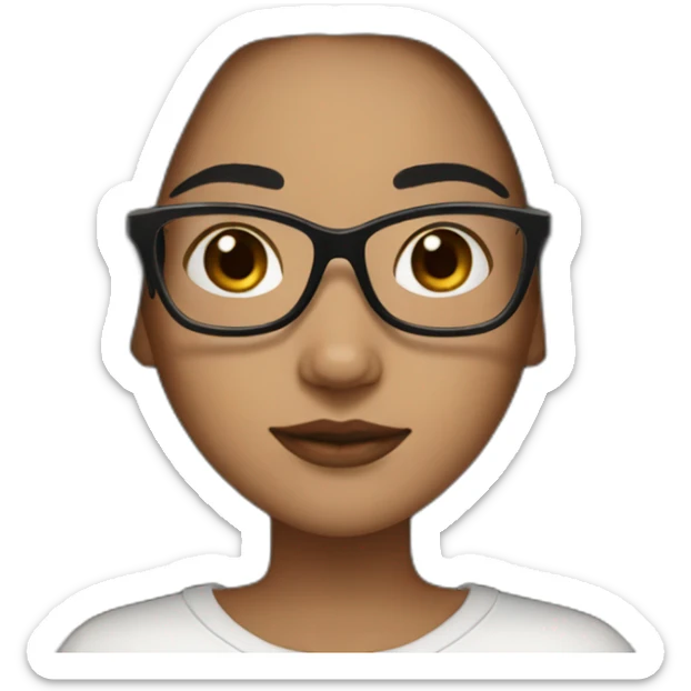 Create me a girl with long black hair, and square glasses, brown skin sticker