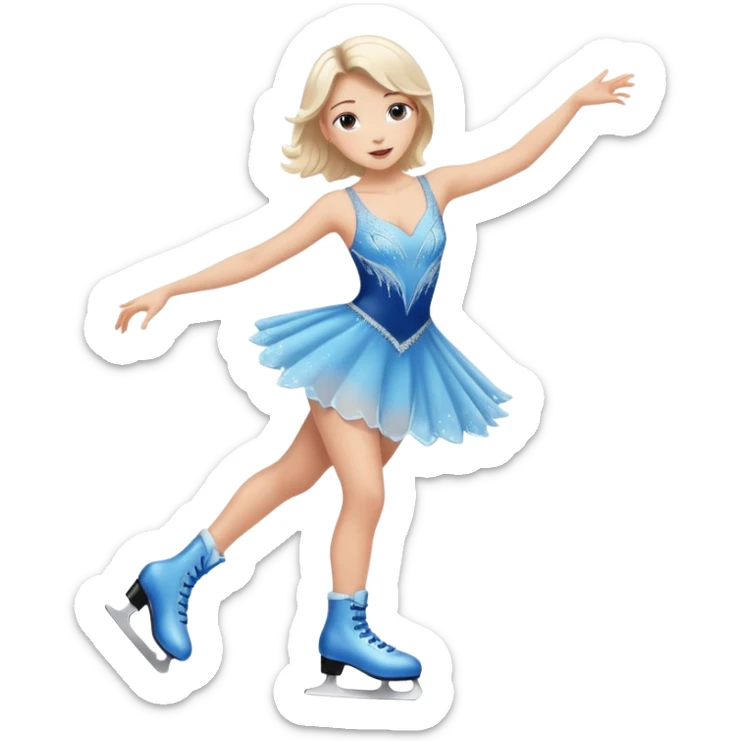 buz pıstının ustunde kayan,yarısma ıcın elbıse gıymıs ve artıstık hareketler yapan kadın emojısı  sticker