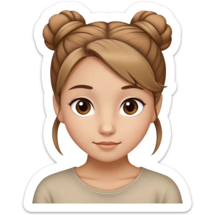 Light brown hair, light brown eyed female cutie that always wears her hair in a singular bun sticker