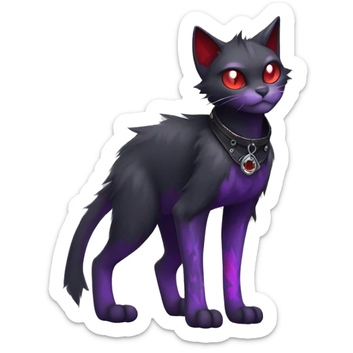 Vampiric dark edgy punk cat fakemon with red purple edgy markings full body  sticker