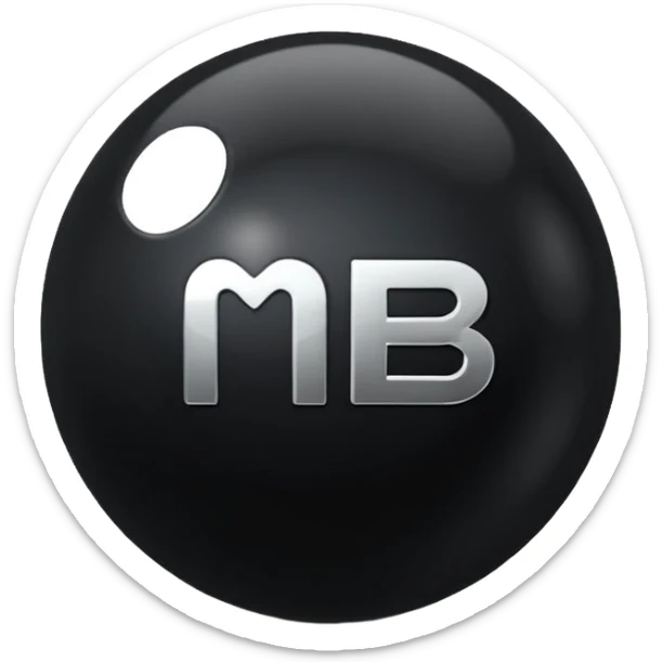 Black Ball with MB written on in the middle of it. Nothing else no holes or anything. sticker