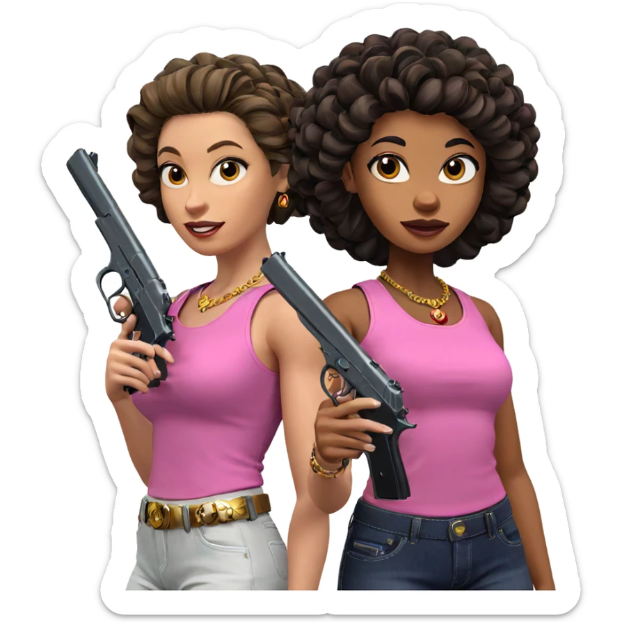 girls with guns and jewelry sticker