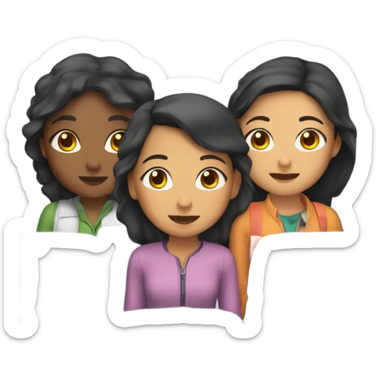 Two brown girls and one asian girl on a plane together sticker
