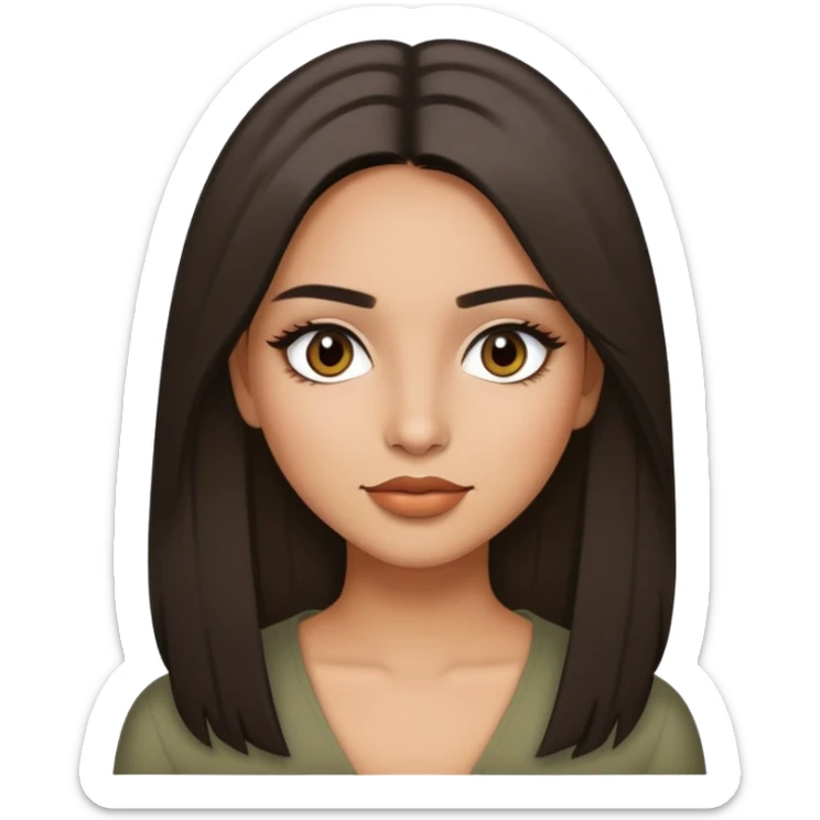 A girl with lightly olive-toned skin, Latina-style makeup, and straight medium-length hair. sticker