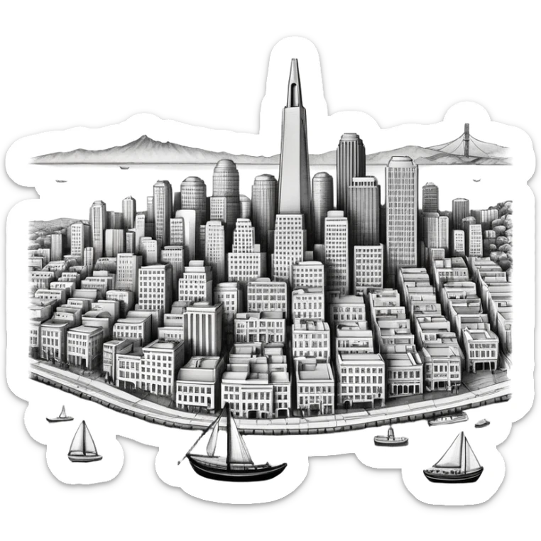 I want a sketch of the city of SF sticker