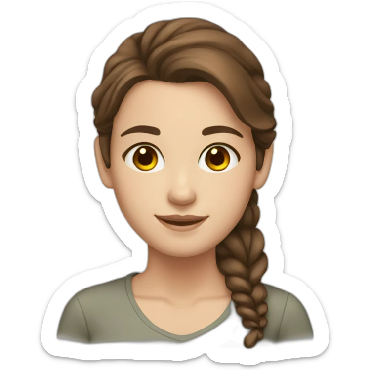 Girl brown hair brown eyes white skin smiling sticker