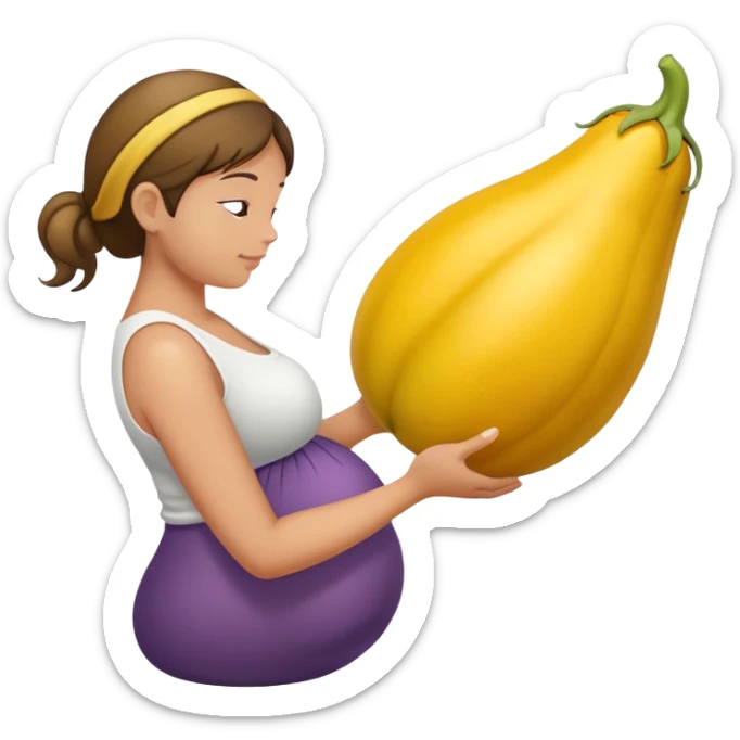 yellow eggplant combined with pregnant person and bowing person, bowing person in profile sticker