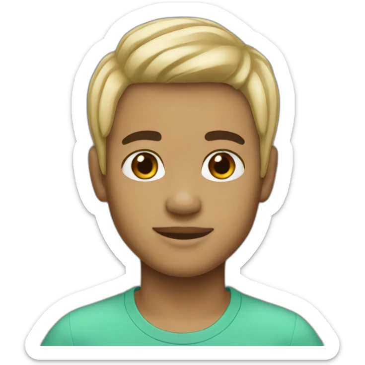 boy light skin black hair sticker