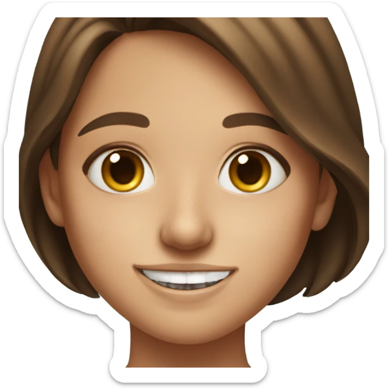 smiling girl portrait with brown hair and freckles sticker