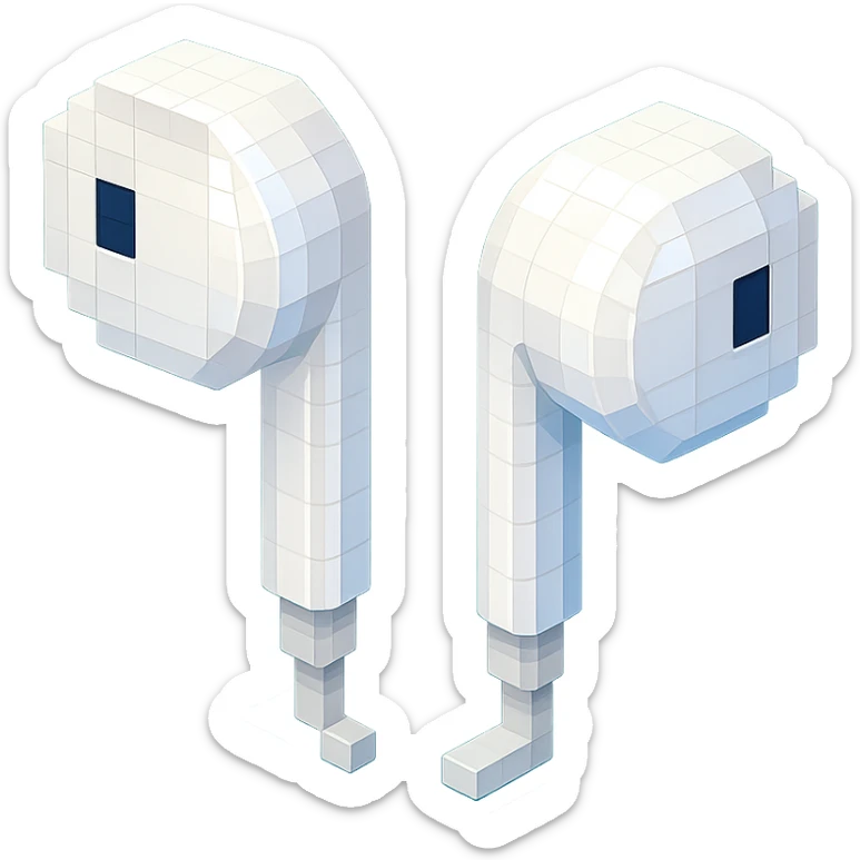 white EarPods headphones with a glossy finish sticker