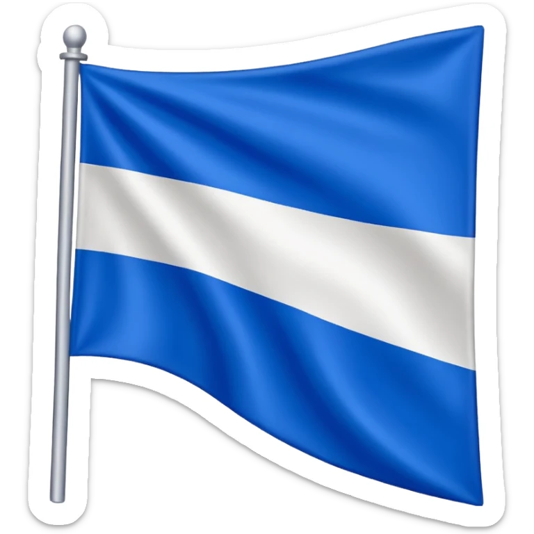 Hazme la bandera blanca con una franja azul de punta izquierda arriba a punta derecha abajo sticker