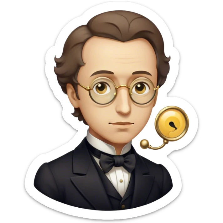 Cinematic Realistic Chopin Pop Culture Emoji, featuring an evocative portrayal of the legendary composer rendered with delicate textures and emotive, dynamic lighting. sticker