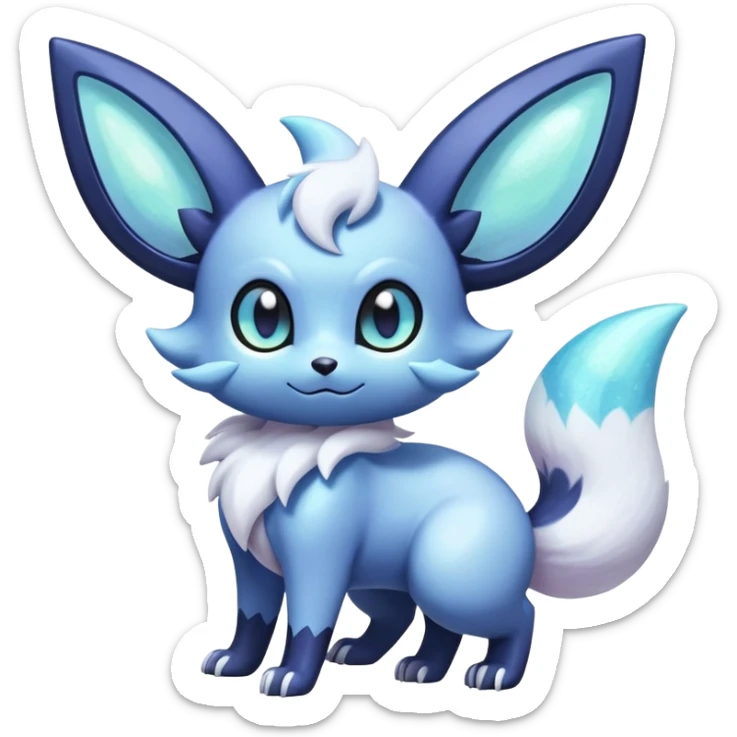Shiny snowy pastel Nebulae Noibat-Meowstic-Umbreon-Fakémon-hybrid-creature (full body)  sticker