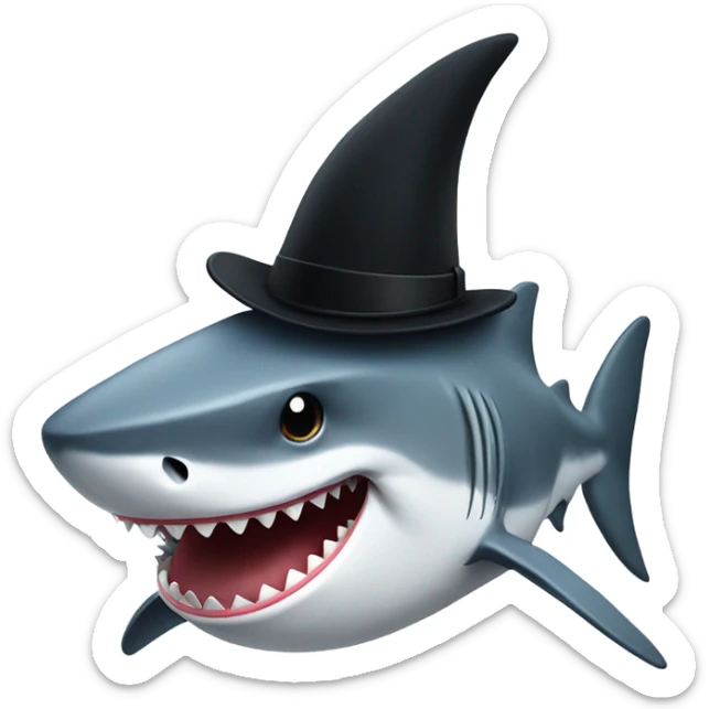 Shark with a top hat sticker