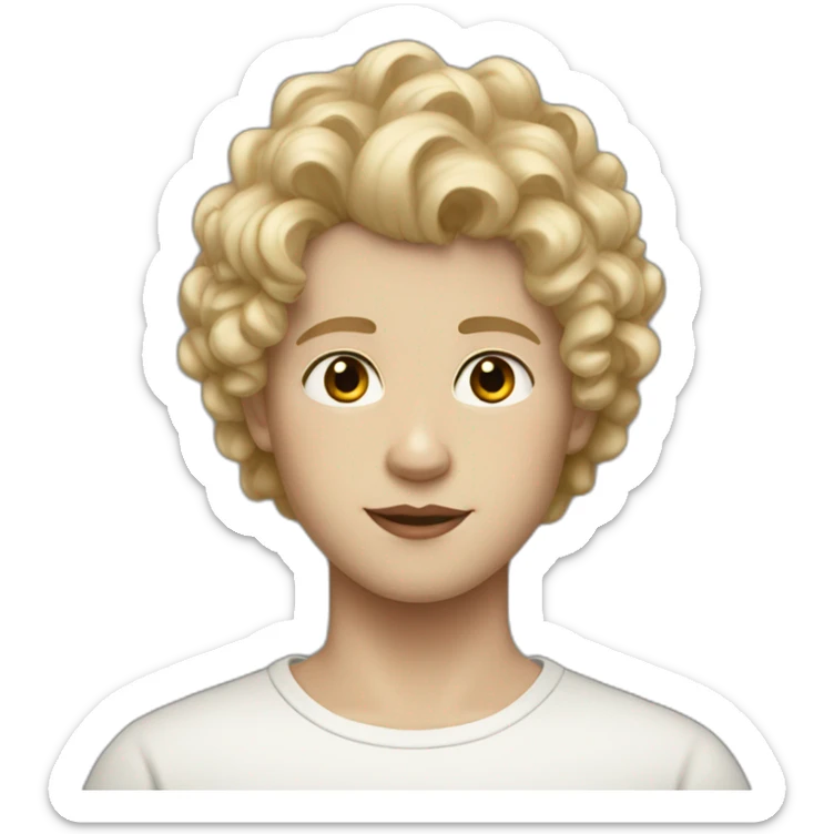 boy with blonde curly hair and brown eyes and white skin and red lips  sticker