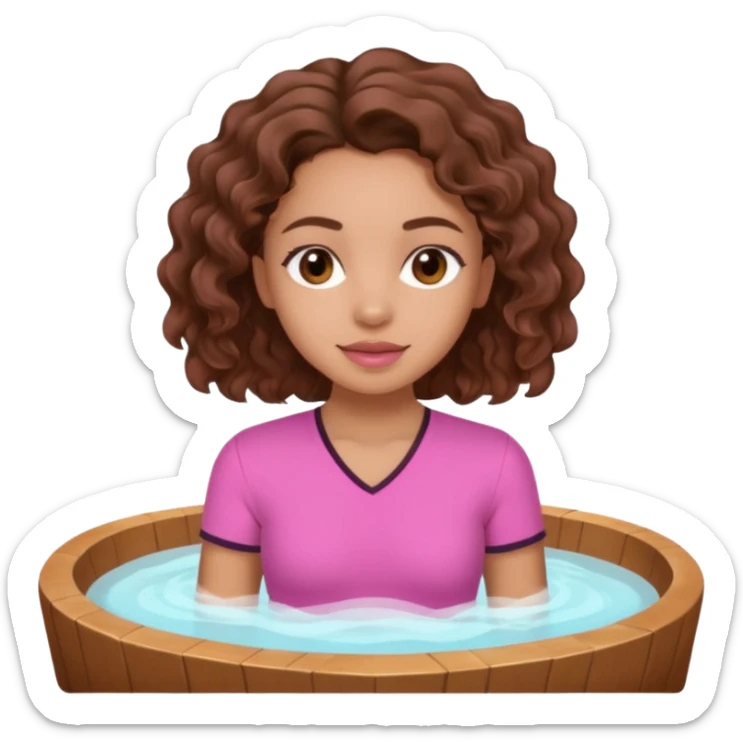 lightskin girl having a spa day with and pink shirt and brown wavy hair  sticker