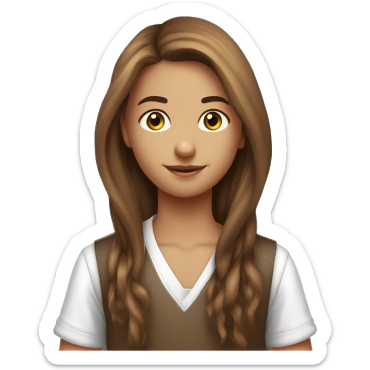 Garçon blanc cheveux marron avec fille marron cheveux long lisse Garçon blanc cheveux marron bouclé couple avec fille marron cheveux long lisse sticker