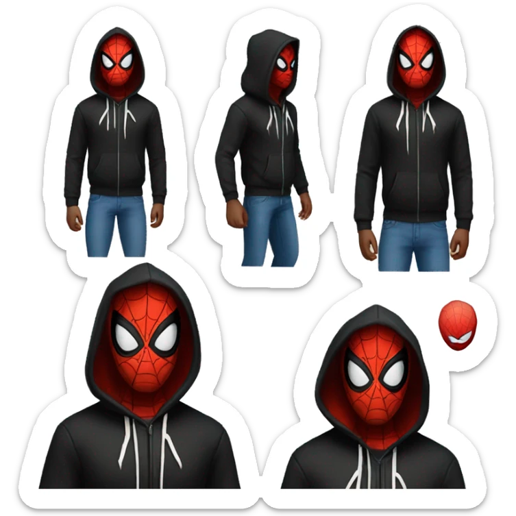 Spider-Man in the black hoodie and not skinny jeans sticker