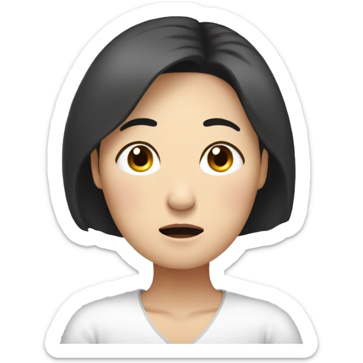 Headache, middle-aged Korean woman in her 40s, with only one hand on her head, painful face, black hair sticker