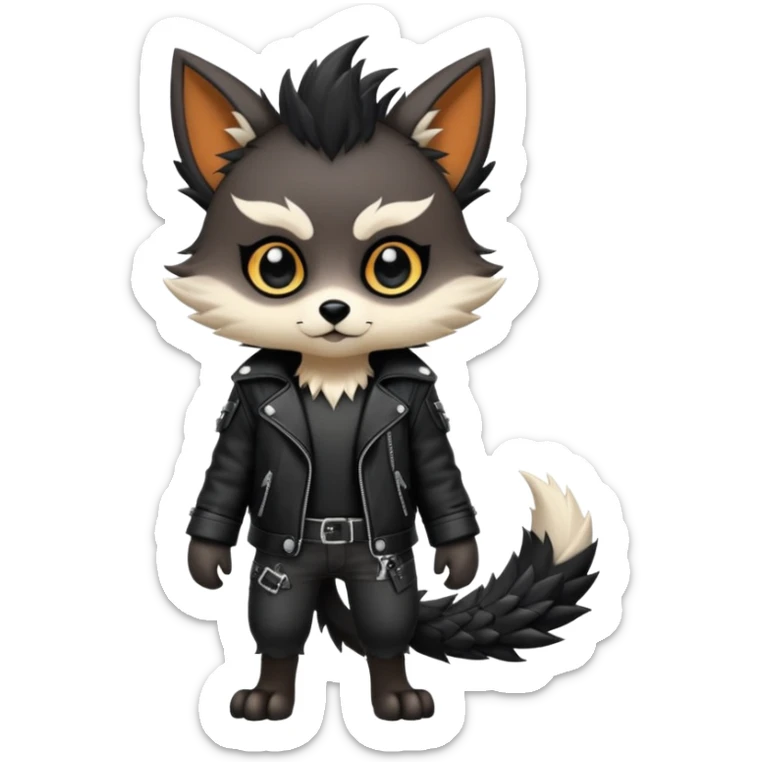Cool cute Kawaii edgy fantasy animal  fursona Fionbri by griffsnuff & LiLaiRa & Falvie full body sticker