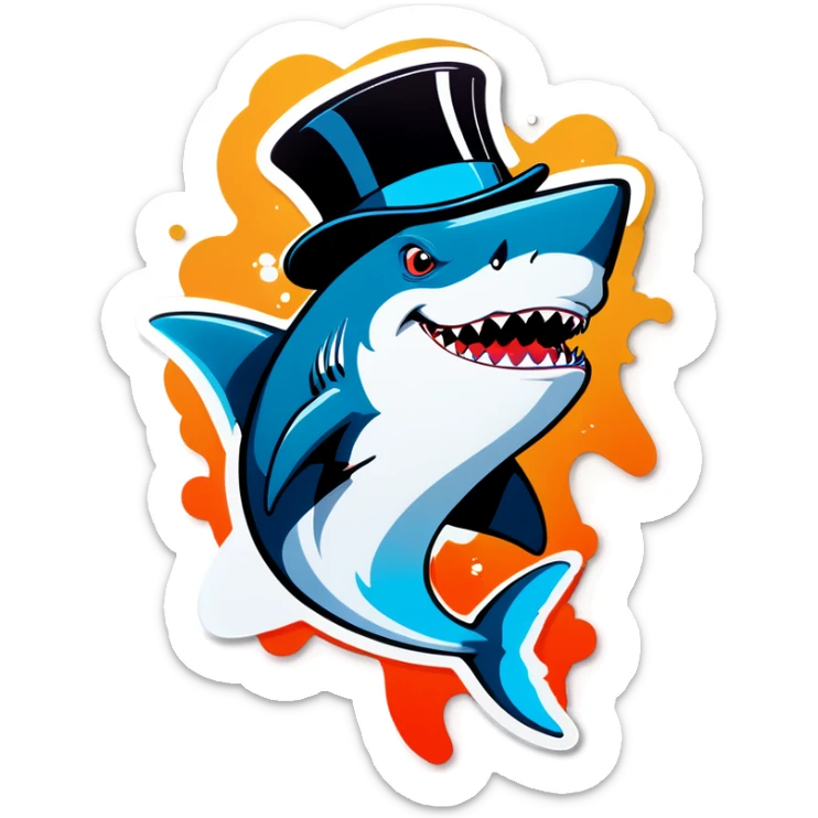 Shark with a top hat sticker