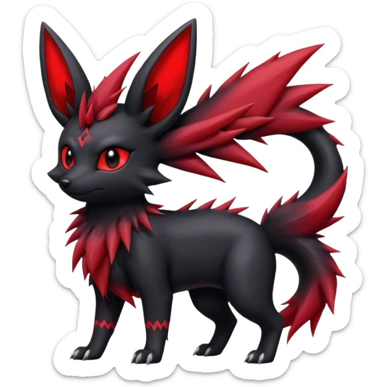  Shiny edgy dark gloomy red gothic cool badass emo-Zorua-Umbreon-Salandit-Jolteon-fusion sticker