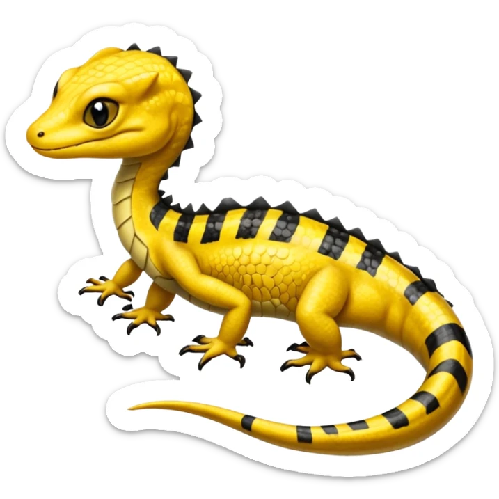Yellow black-striped golden shiny salamander-gecko-dragon-Salandit-Sergal-Genet-Pokémon-hybrid  sticker