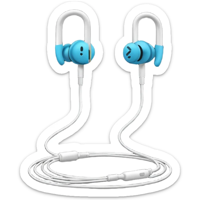 Minimal emoji, simple wired earphones sculpted from matte black metal, clean silhouette, fashion editorial minimalism, no motion effects, no glow, no neon, flat emoji style, centered, transparent background sticker