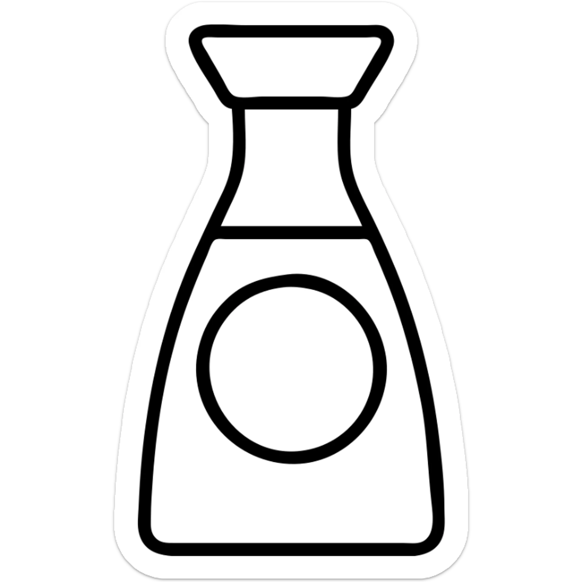 minimalist icon of a bottle of Japanese soy sauce, simple lines, no text sticker