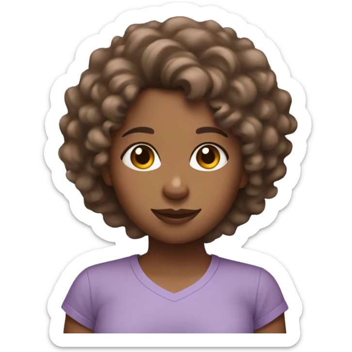 Brown girl with curly hair and light purple shirt sticker