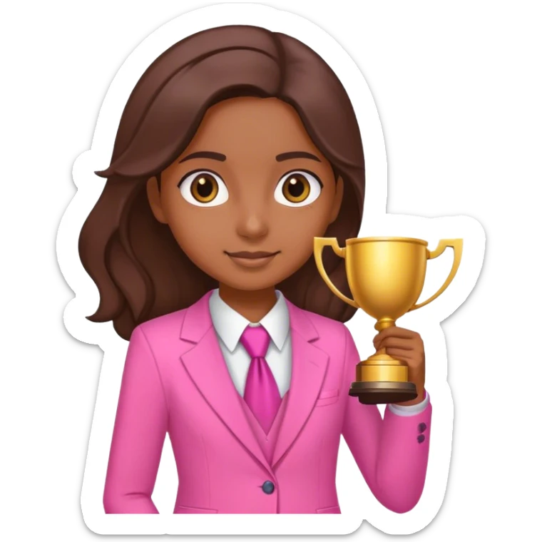 Brune girl pink suit trophy sticker