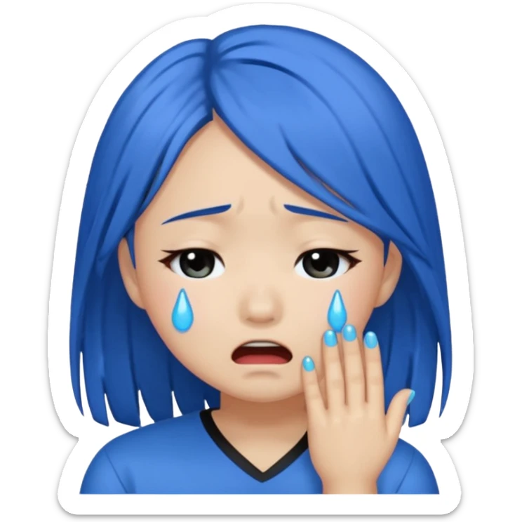 Asian girl crying more like this 😭 make the tears blue make the hair black all of the hair black sticker