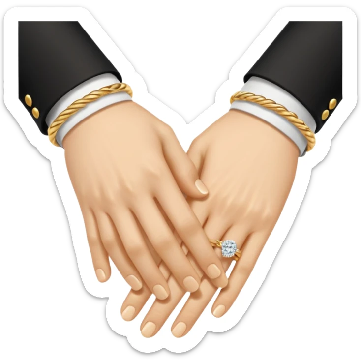 Two hands in a engagement..One hand of groom and one hand of bride. sticker