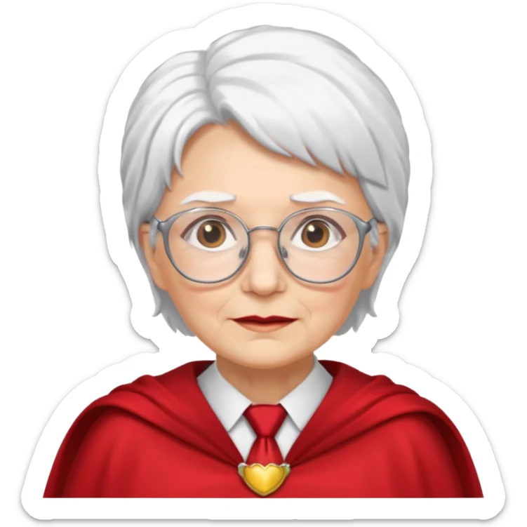 An older woman with glasses and white hair, in a red tie and cape (might resemble Professor McGonagall). sticker