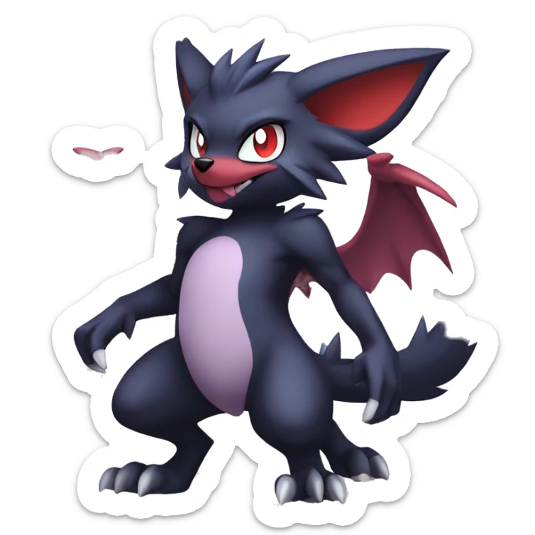  Kawaii Cool Anime Nargacuga-Noivern-Noibat-Litten-Zorua-Zoroark-Fakemon-fusion full body sticker