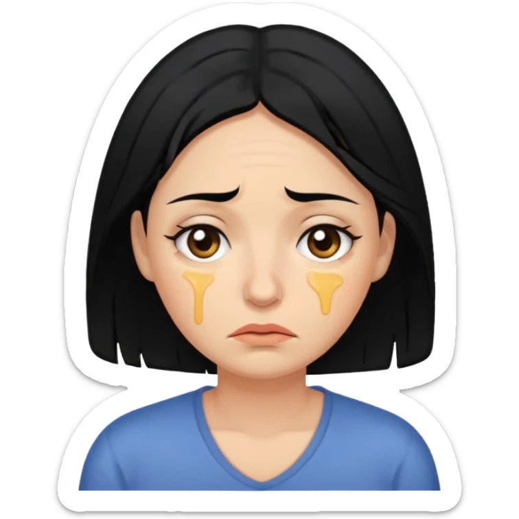 Tired overwhelmed mama black hair dark brown eye black hair  sticker