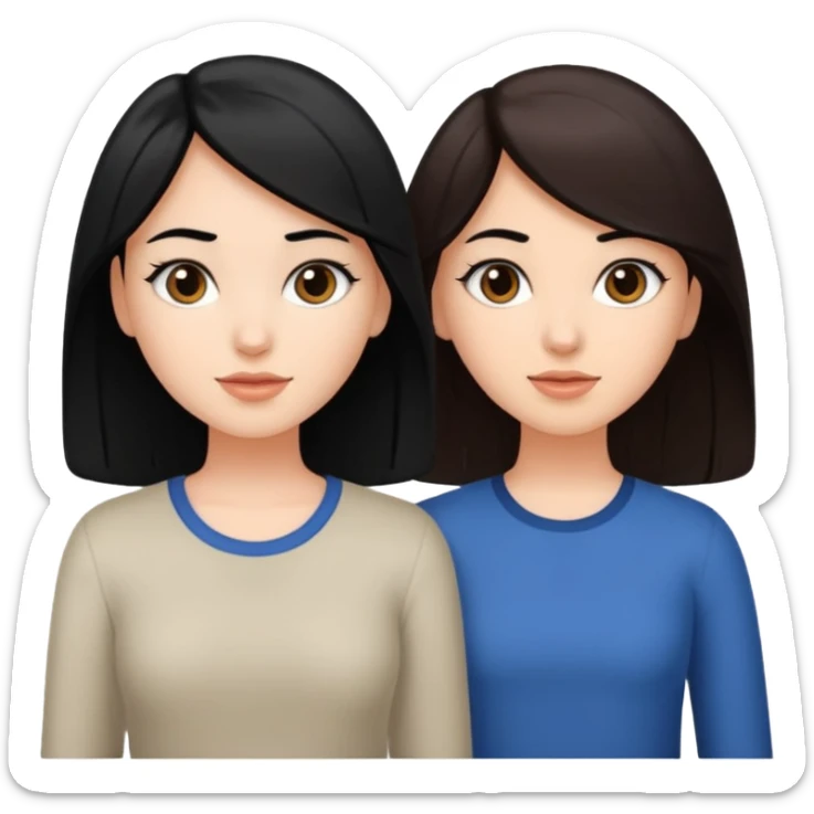 Love your sister two white girls one with black hair one with brown hair sticker