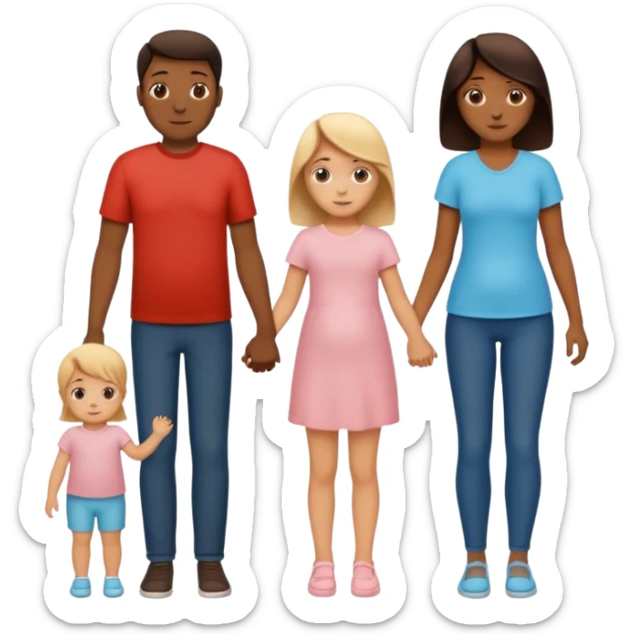 silhouette family with mom dad teenage daughter toddler son and baby.  sticker