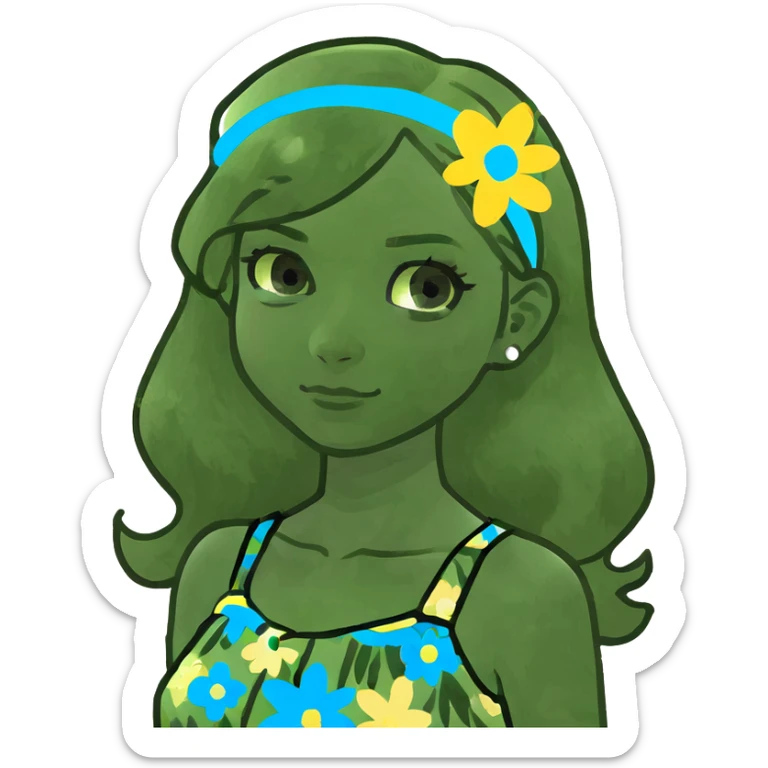 girl with blonde pin straight hair and blue eyes sticker