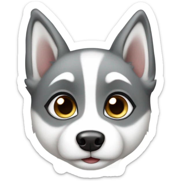 kawaii style, white and grey baby siberian husky in love, full body, full detail sticker