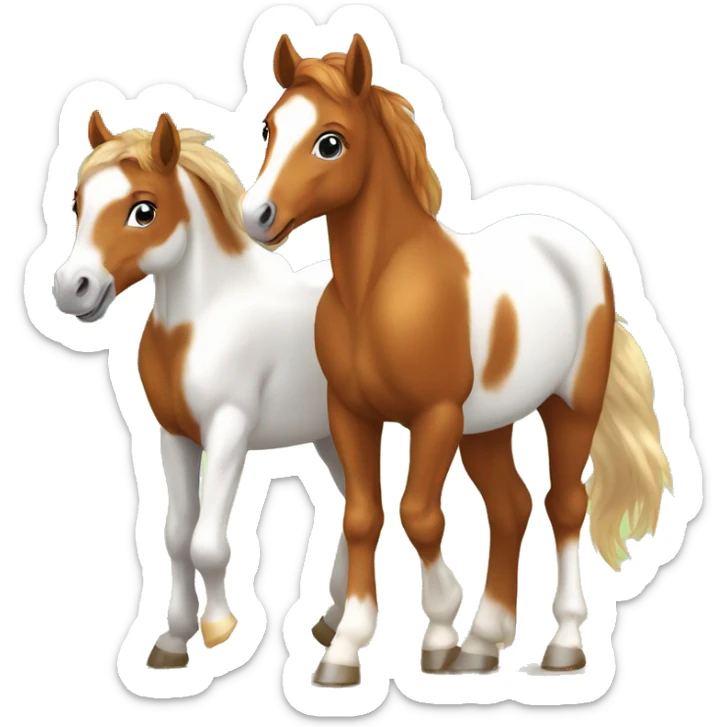 Chestnut horse with white, cheeky playful horse, young horse foal filly horse yearling playful trotting sticker
