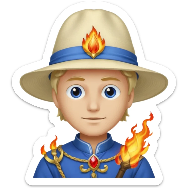 Sabo l'empereur des flammes avec un chapeau blanc et une chemise bleu de one piece sticker