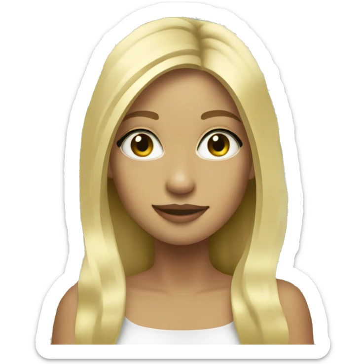 blonde girl with long hair and money pieces sticker