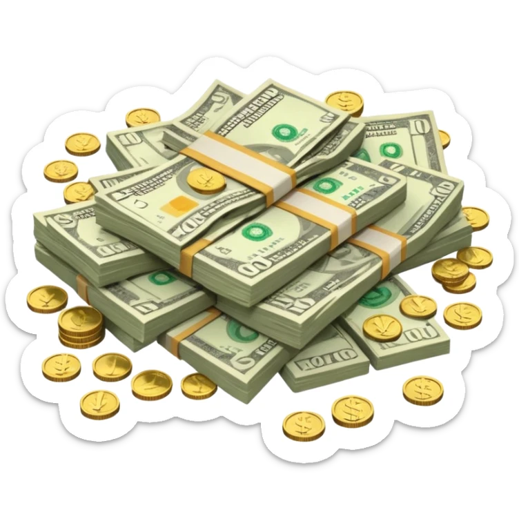 It's an image of money such as coins and bills, but there's only one or two neatly sticker