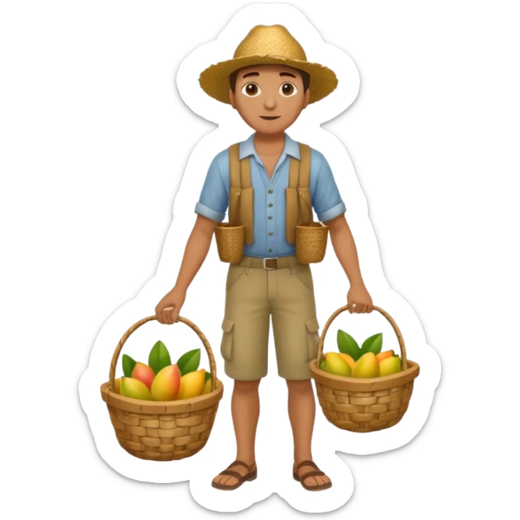 HOMBRE VENDEDOR DE MANGOS CUERPO COMPLETO CON ROPA DE CAMPO sticker